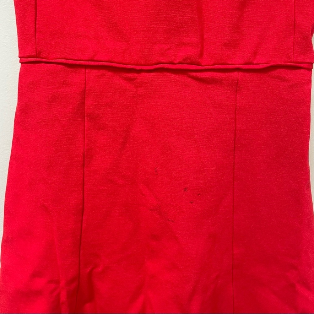 J. Crew Red Short Sleeve Flounce Ponte Fit & Flare Dress 0 - Picture 4 of 9